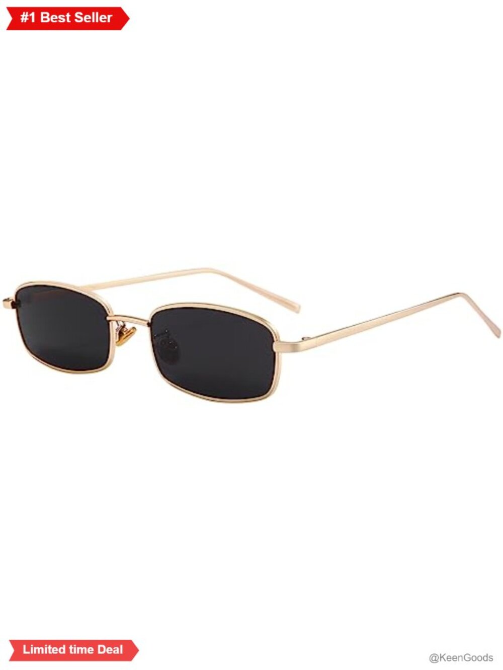 Retro Rectangle Sunglasses Metal Frame UV400 Half-Frame Unisex